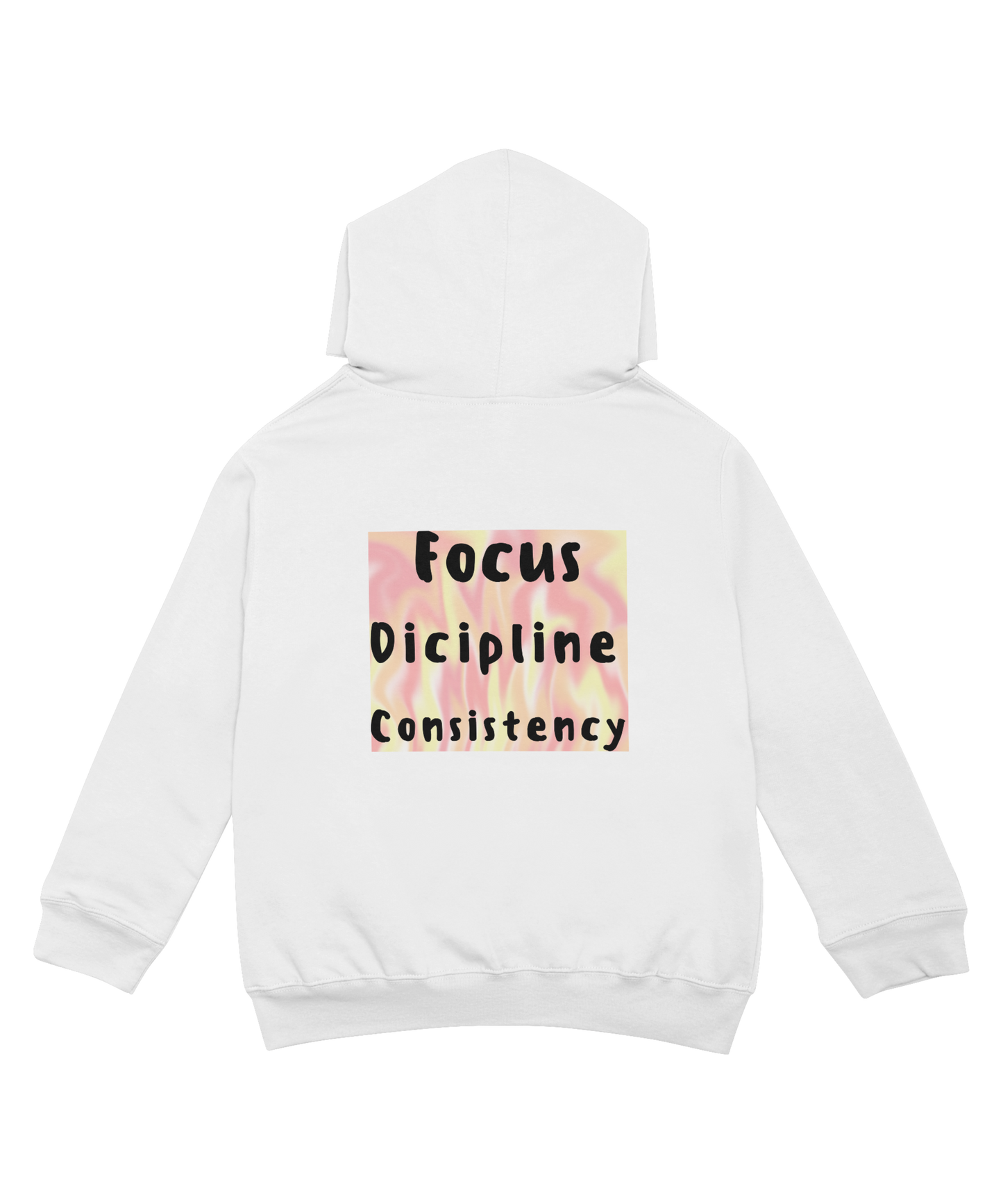 White Hoodie – Focus Discipline Consistency | Motivational Streetwear | Gen Z Oversized Hoodie