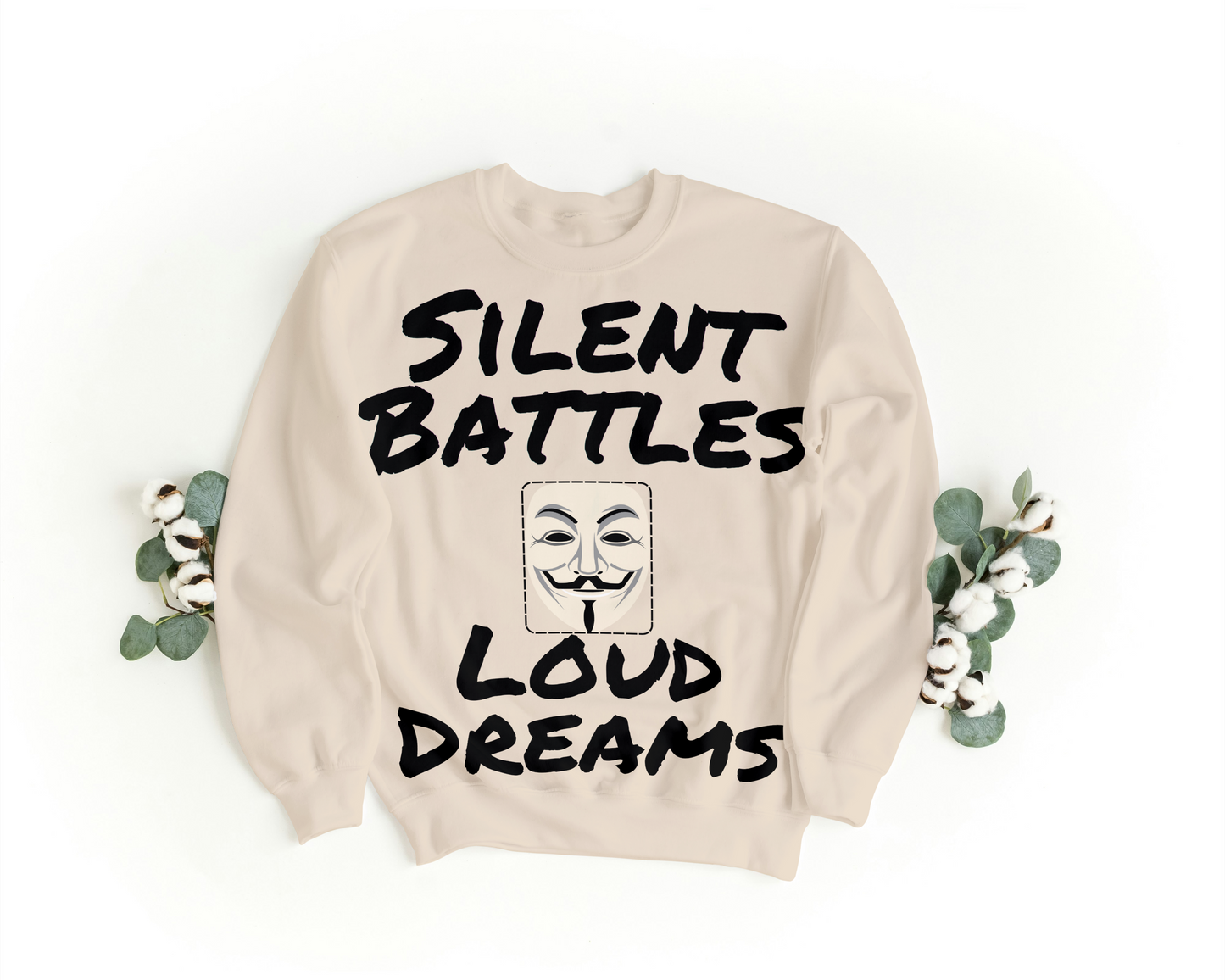 Silent Battles, Loud Dreams Oversized Sweatshirt – Motivational Streetwear | Gen Z Aesthetic Hoodie