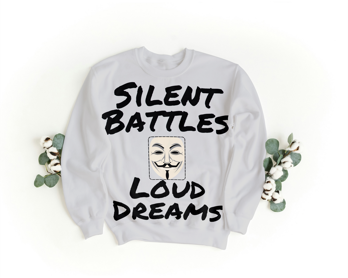 Silent Battles, Loud Dreams Oversized Sweatshirt – Motivational Streetwear | Gen Z Aesthetic Hoodie