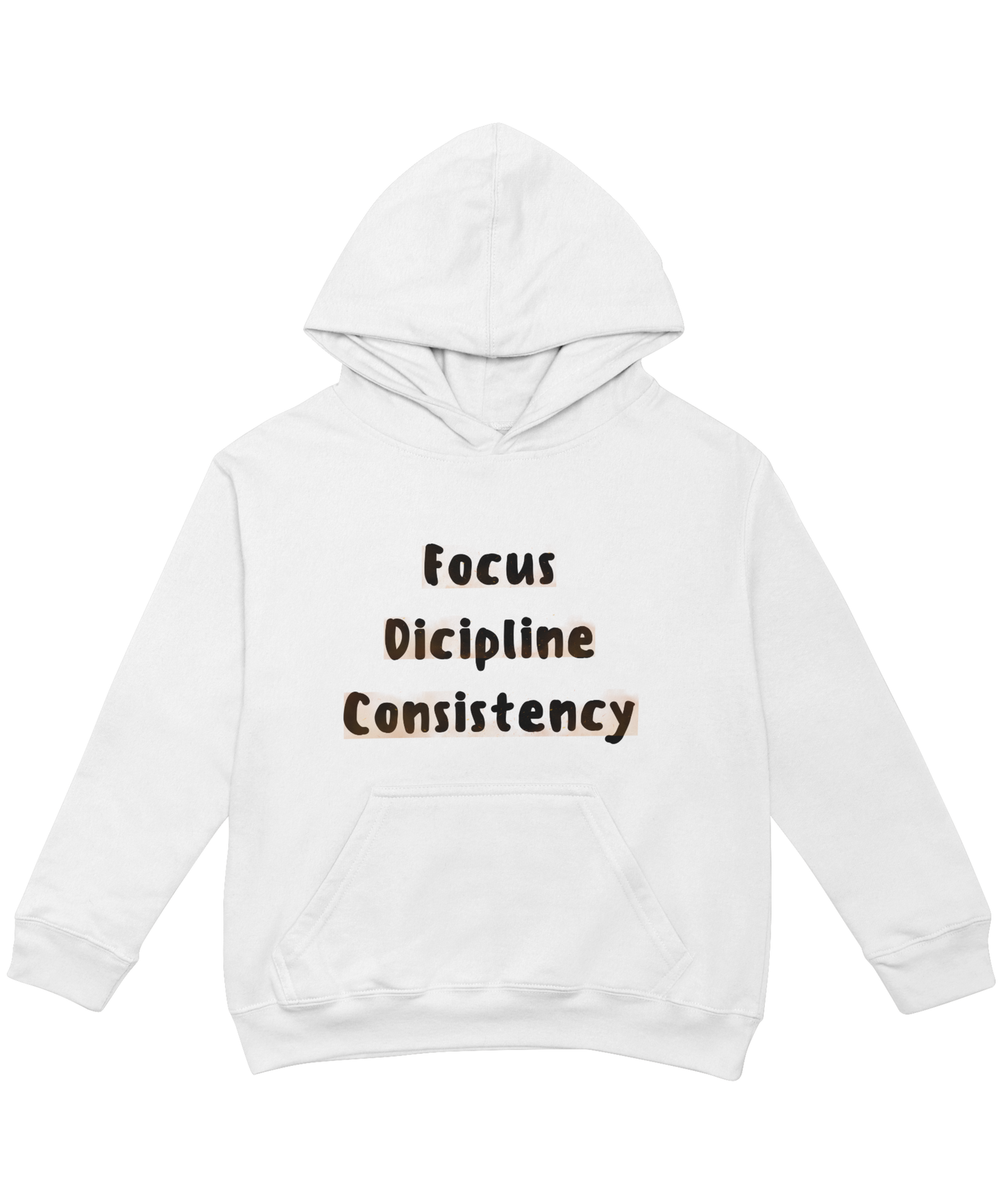 White Hoodie – Focus Discipline Consistency | Motivational Streetwear | Gen Z Oversized Hoodie