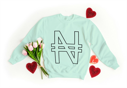 Minimalist Naira Symbol Sweatshirt – Unisex Streetwear
